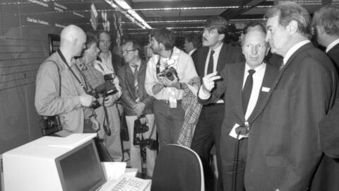 Horst Nasko und Johannes Rau auf der Cebit (Foto: Heinz Nixdorf MuseumsForum) 